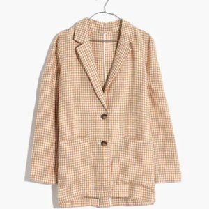 Madewell Linen Dorset Blazer in Gingham Check